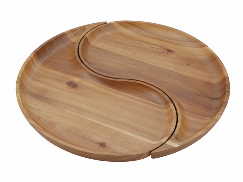 Acacia wood Ying Yang serving platter
